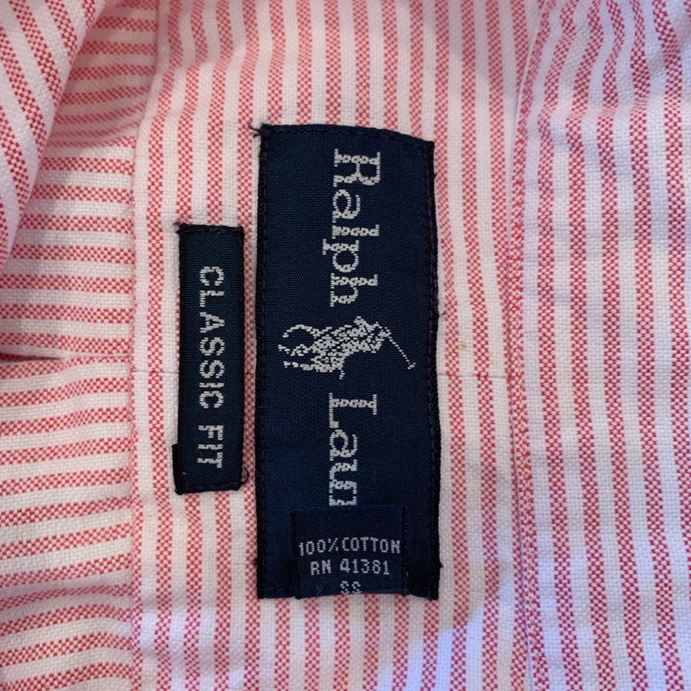 Ralph Lauren Pink White Striped Cotton Classic Fit Long Sleeve Shirt 15/32-33 - Picture 7 of 9